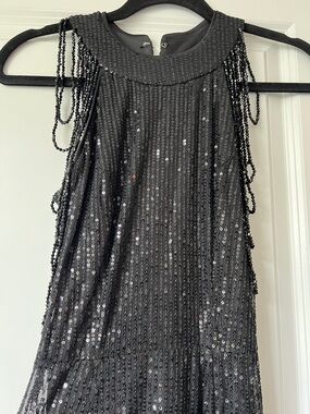 Black Sequin Beaded Formal Gown